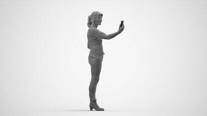 photogrammetry 3D senior woman casual standing, realistic human model archviz FBX, wireframe side view