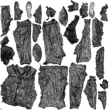 3D scanned man standing casual, photorealistic archviz people for Enscape and SketchUp, wireframe top-down view