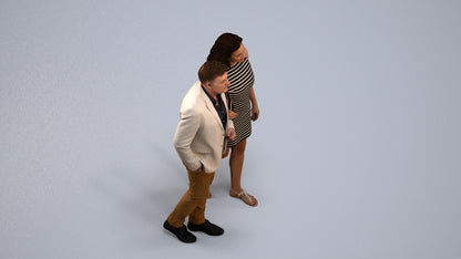 3D human model woman casual kids, photogrammetry scanned person for archviz, back view render