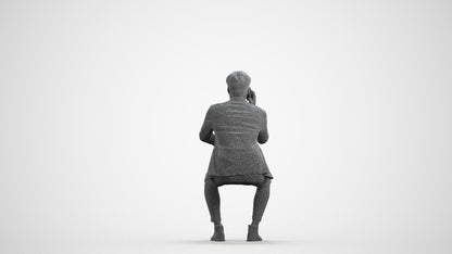 3D scanned man business, photorealistic archviz people for Enscape and SketchUp, wireframe front view