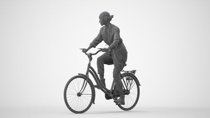 scanned 3D woman casual cycling, photogrammetry people for Enscape and V-Ray, square thumbnail