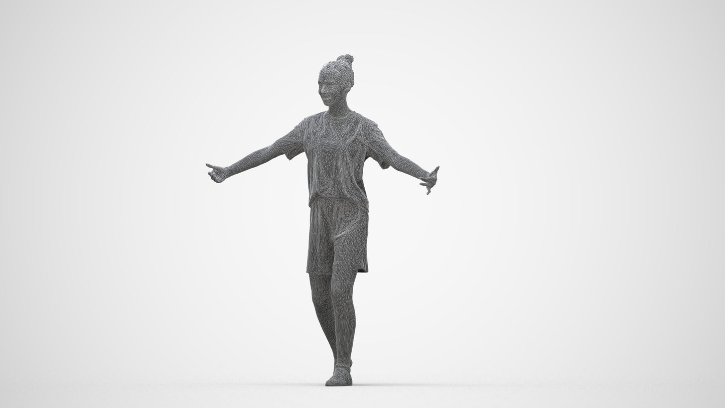 realistic 3D girl sport, scanned archviz people for Blender and 3ds Max, wireframe back view