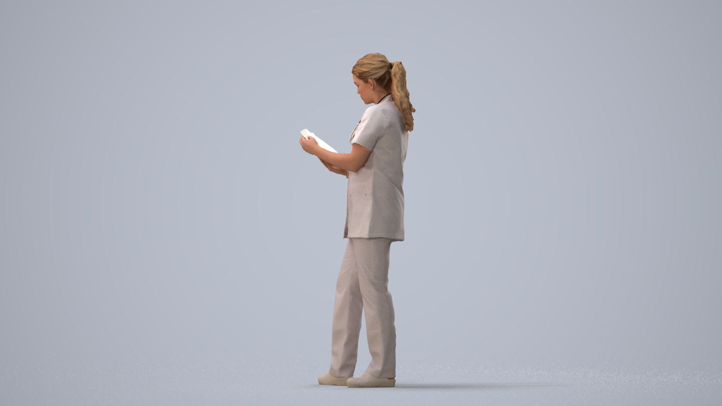 realistic 3D people woman medical, render-ready for V-Ray and Corona, FBX OBJ, three-quarter view render