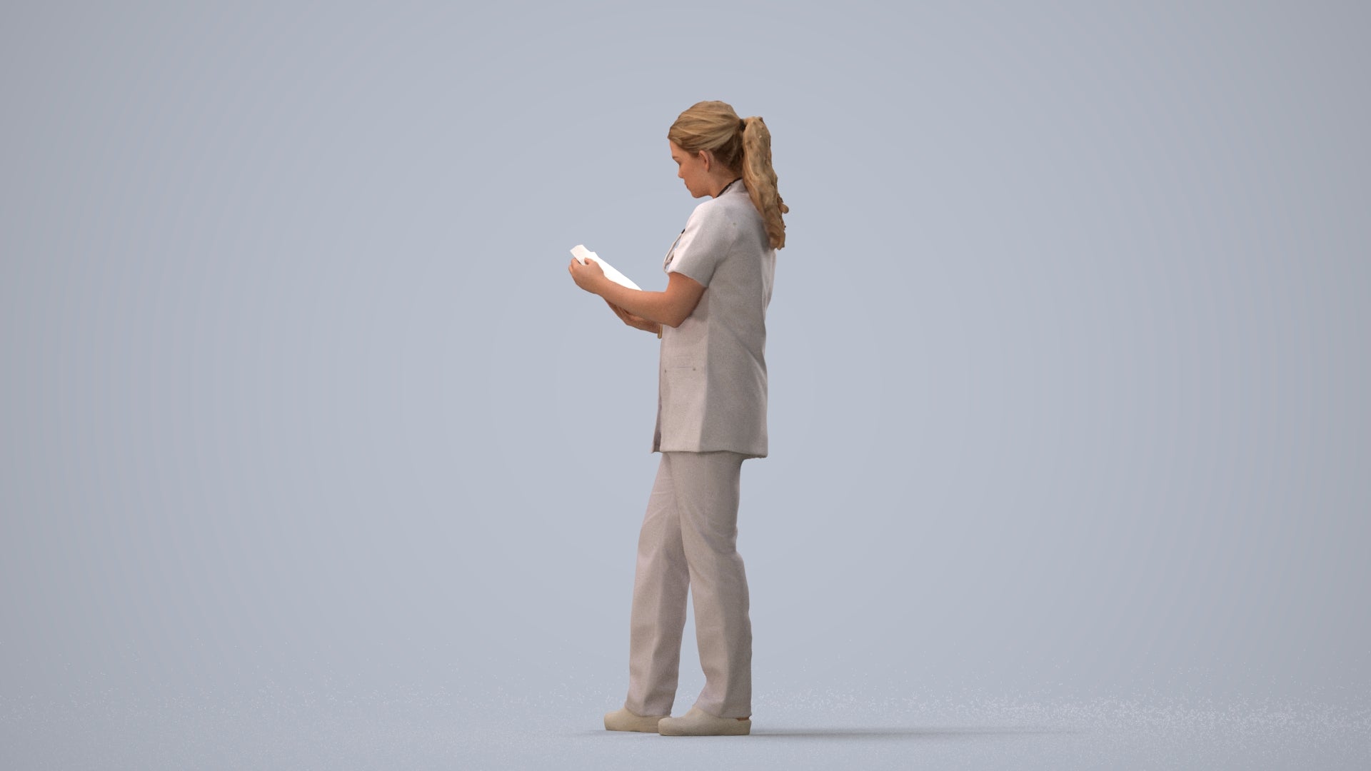 realistic 3D people woman medical, render-ready for V-Ray and Corona, FBX OBJ, three-quarter view render