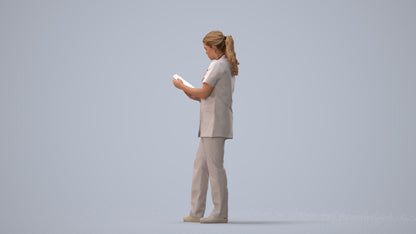 realistic 3D people woman medical, render-ready for V-Ray and Corona, FBX OBJ, three-quarter view render