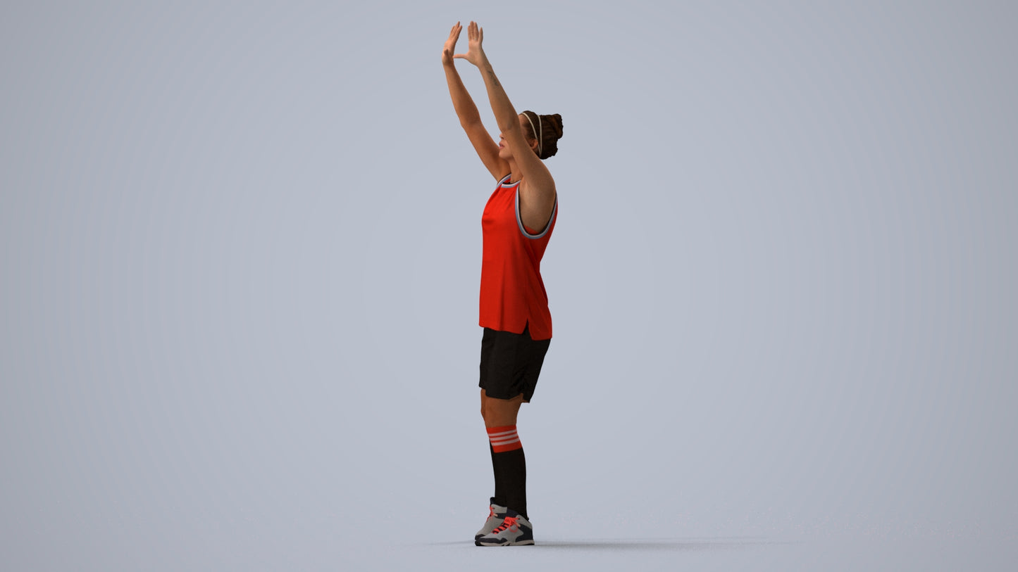 3D people model woman sport, scanned human for 3ds Max rendering, three-quarter view render