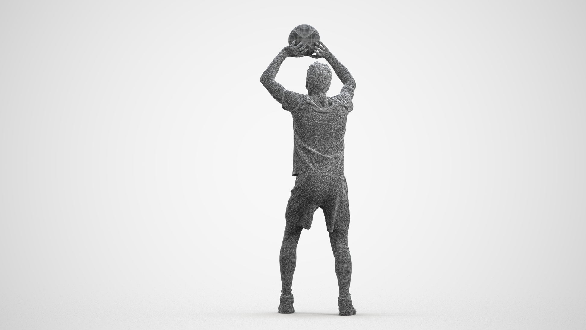 scanned 3D man sport, photogrammetry people for Enscape and V-Ray, wireframe front view