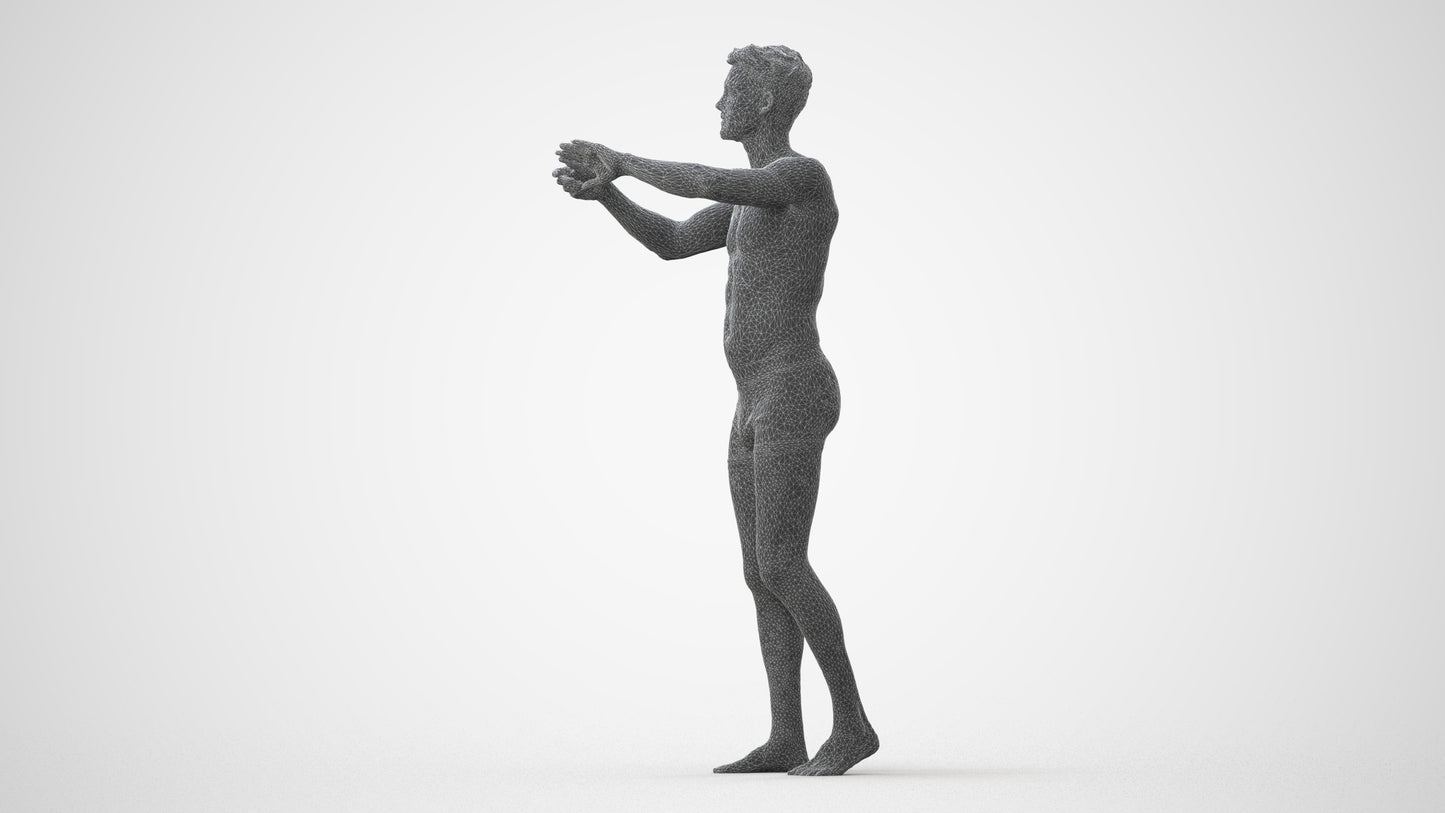 realistic 3D man bathroom, scanned archviz people for Blender and 3ds Max, square thumbnail