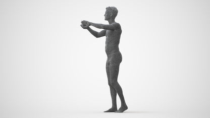 realistic 3D man bathroom, scanned archviz people for Blender and 3ds Max, square thumbnail