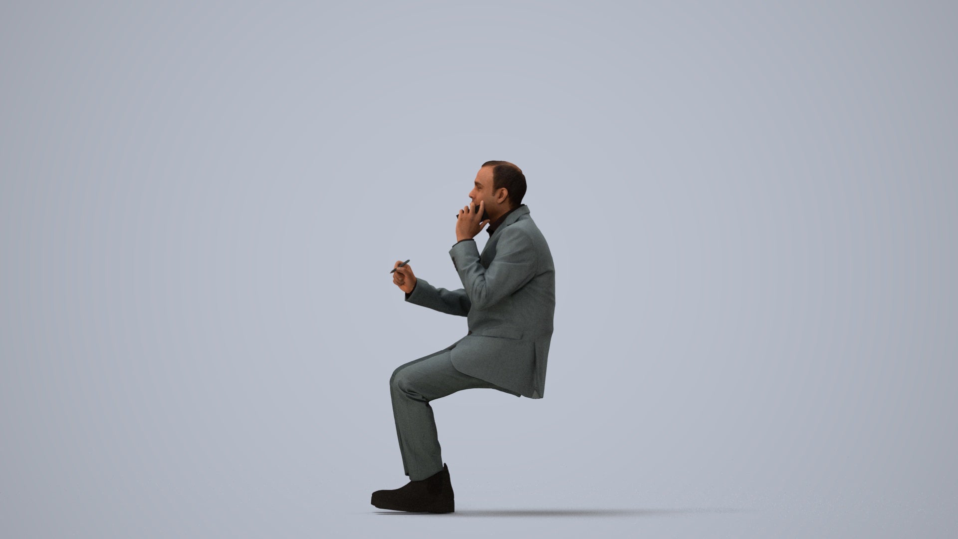 photogrammetry 3D man business shopping, realistic human model archviz FBX, three-quarter view render