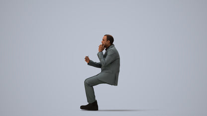photogrammetry 3D man business shopping, realistic human model archviz FBX, three-quarter view render