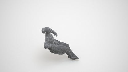 3D scanned girl kids casual, photorealistic archviz people for Enscape and SketchUp, wireframe three-quarter view