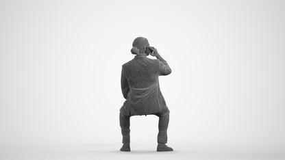 3D scanned man business, photorealistic archviz people for Enscape and SketchUp, wireframe front view