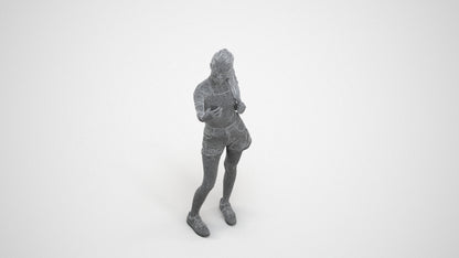 realistic 3D people woman casual standing, render-ready for V-Ray and Corona, FBX OBJ, wireframe three-quarter view