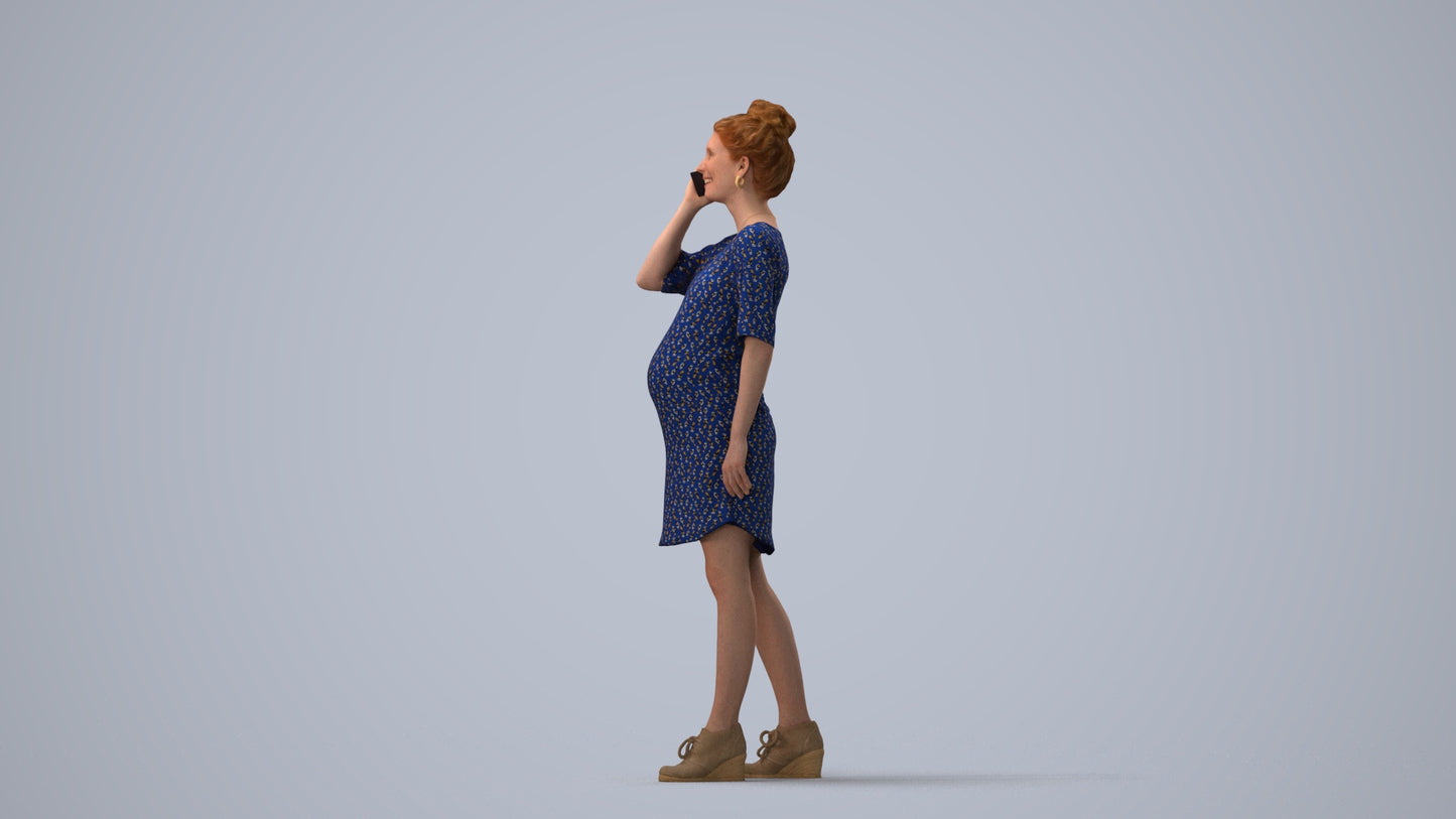 scanned 3D woman casual standing, photogrammetry people for Enscape and V-Ray, three-quarter view render