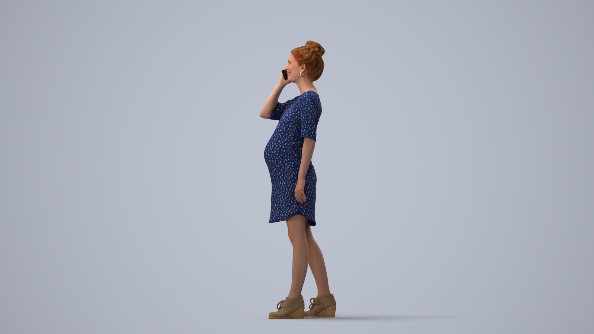 scanned 3D woman casual standing, photogrammetry people for Enscape and V-Ray, three-quarter view render