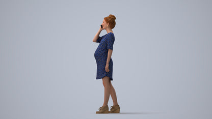 scanned 3D woman casual standing, photogrammetry people for Enscape and V-Ray, three-quarter view render