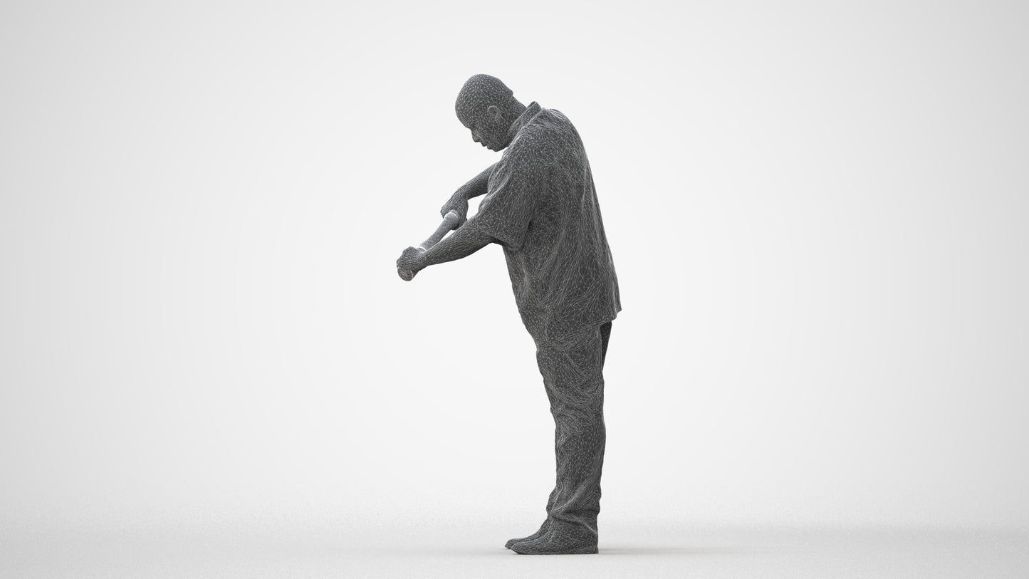 photogrammetry 3D man hospitality, realistic human model archviz FBX, square thumbnail
