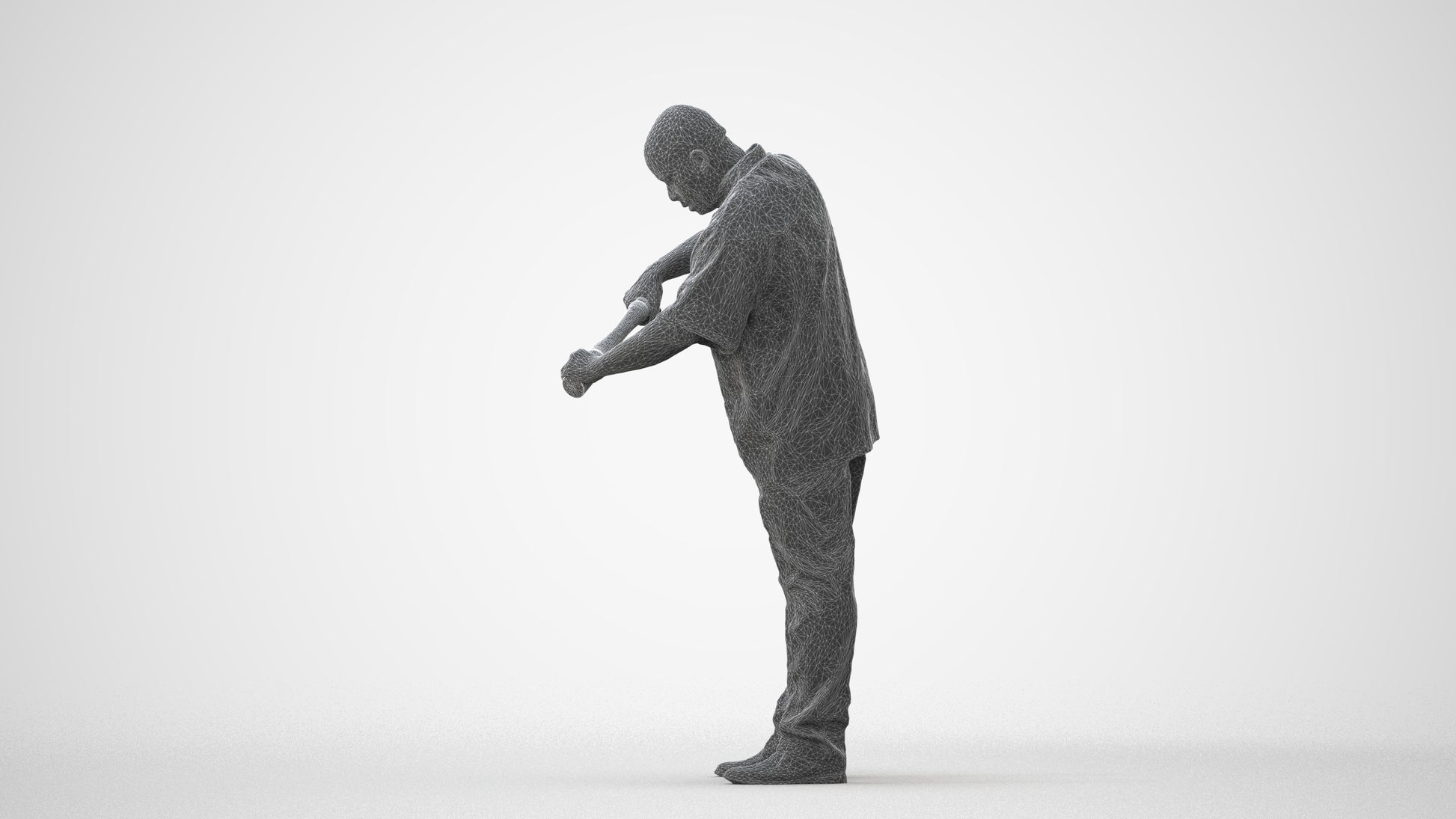 photogrammetry 3D man hospitality, realistic human model archviz FBX, square thumbnail