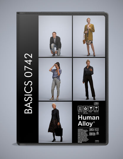 5x realistic 3D people standing pack, scanned archviz collection for Blender and 3ds Max