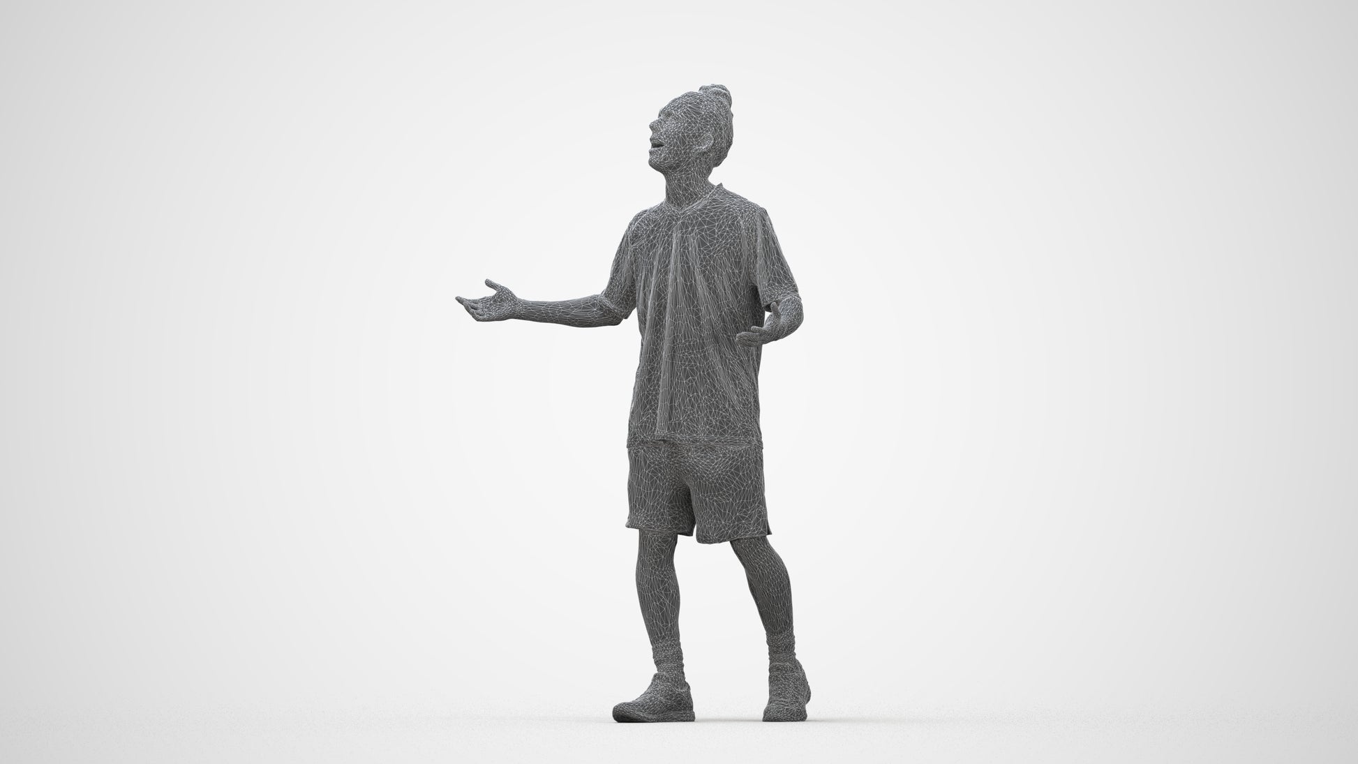 realistic 3D human man sport, archviz people FBX OBJ for Blender, wireframe back view