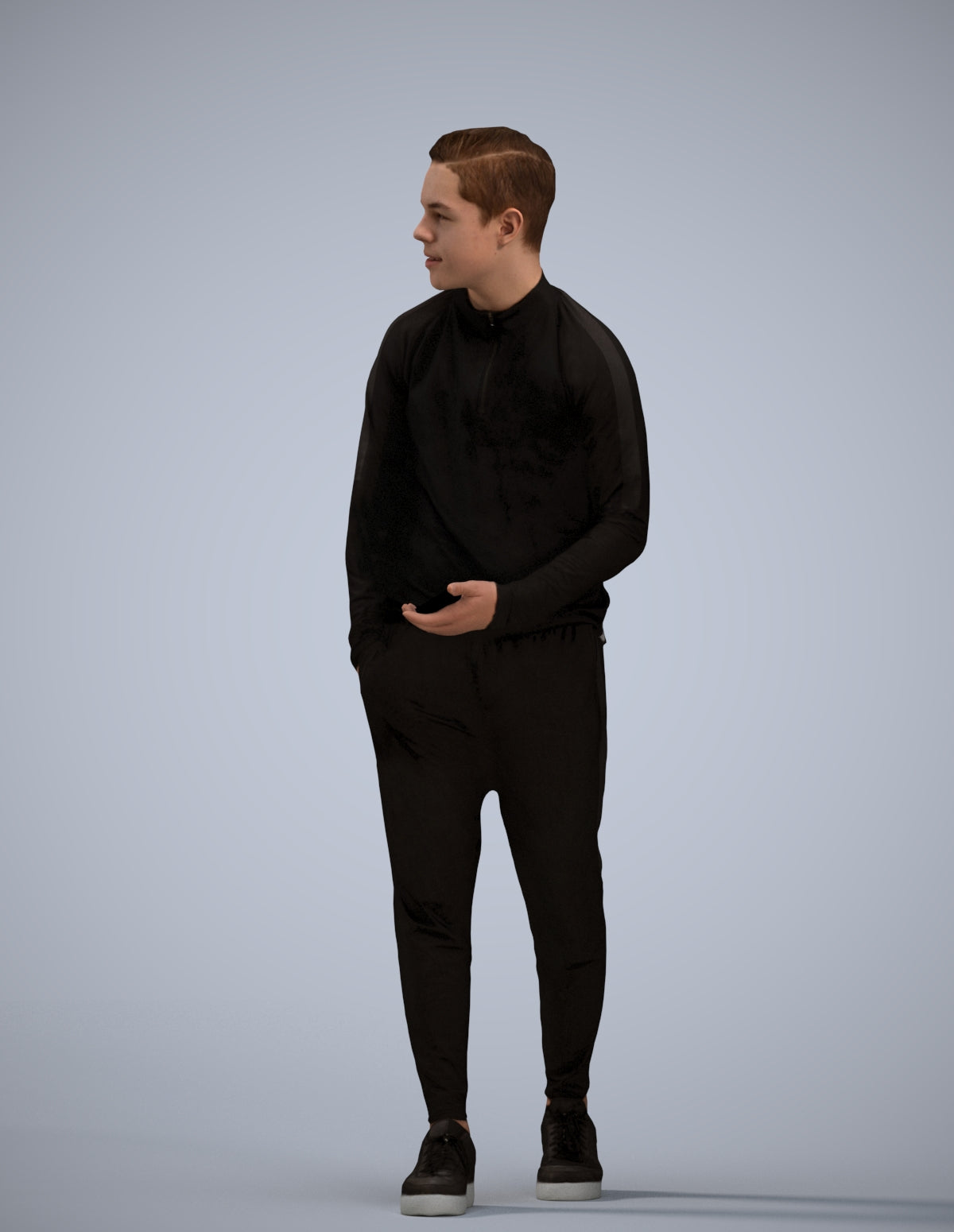 realistic 3D boy casual kids, scanned archviz people for Blender and 3ds Max