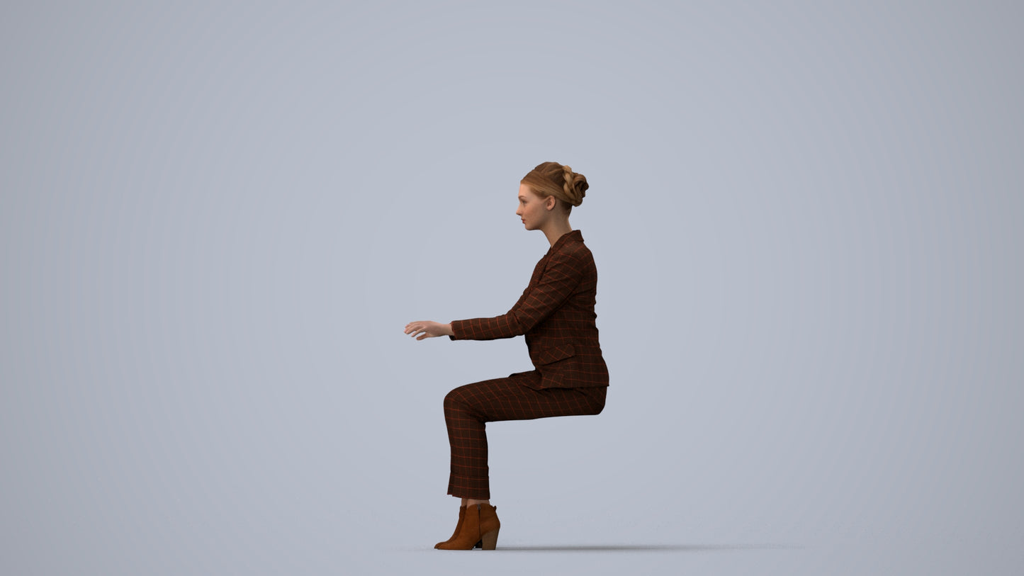 realistic 3D people woman business, render-ready for V-Ray and Corona, FBX OBJ, three-quarter view render