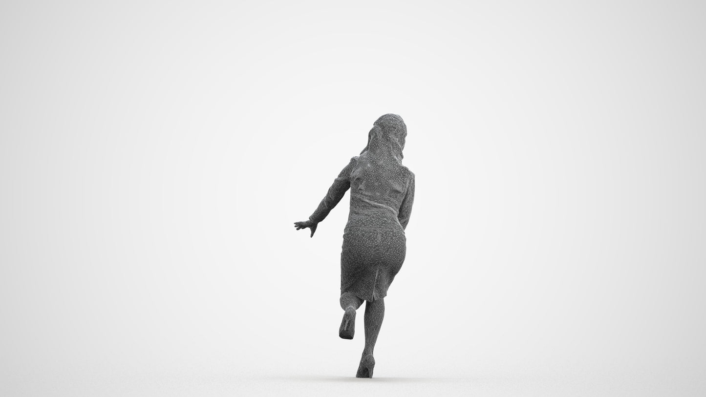 3D human model woman business sitting, photogrammetry scanned person for archviz, wireframe front view