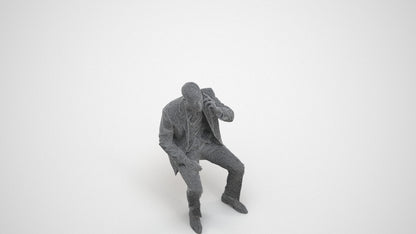 scanned 3D man business, photogrammetry people for Enscape and V-Ray, wireframe three-quarter view
