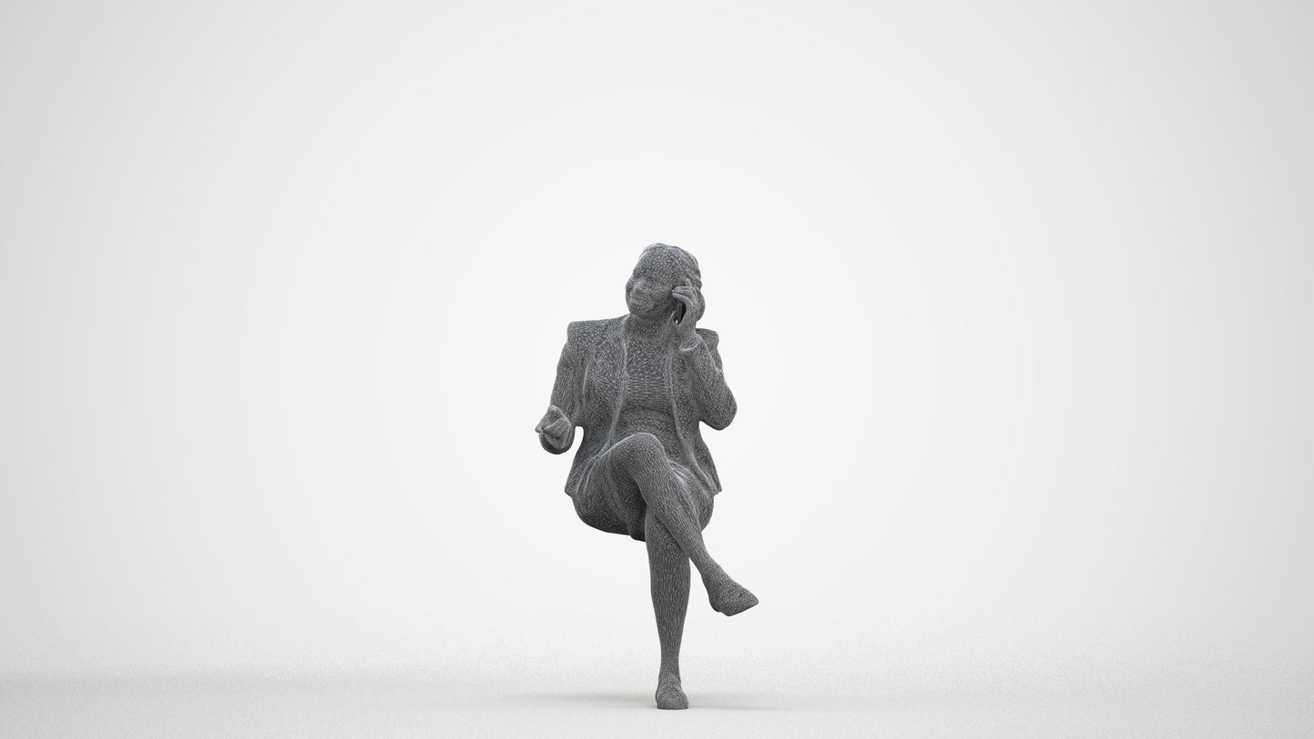 realistic 3D people woman business sitting, render-ready for V-Ray and Corona, FBX OBJ, three-quarter front view render