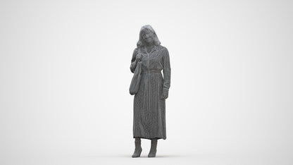 realistic 3D human woman casual standing, archviz people FBX OBJ for Blender, three-quarter front view render