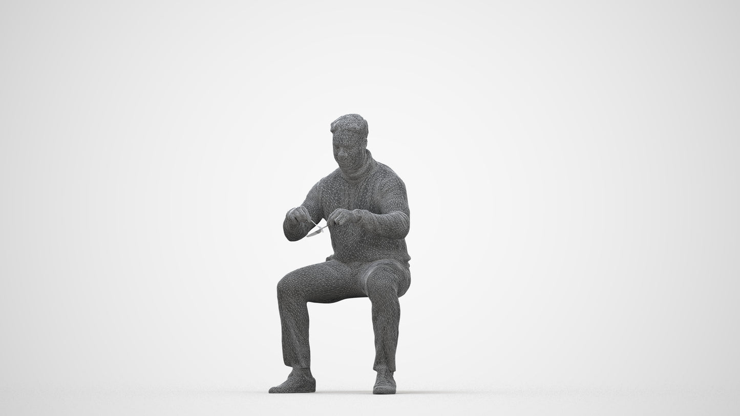 3D people model man casual business, scanned human for 3ds Max rendering, wireframe back view