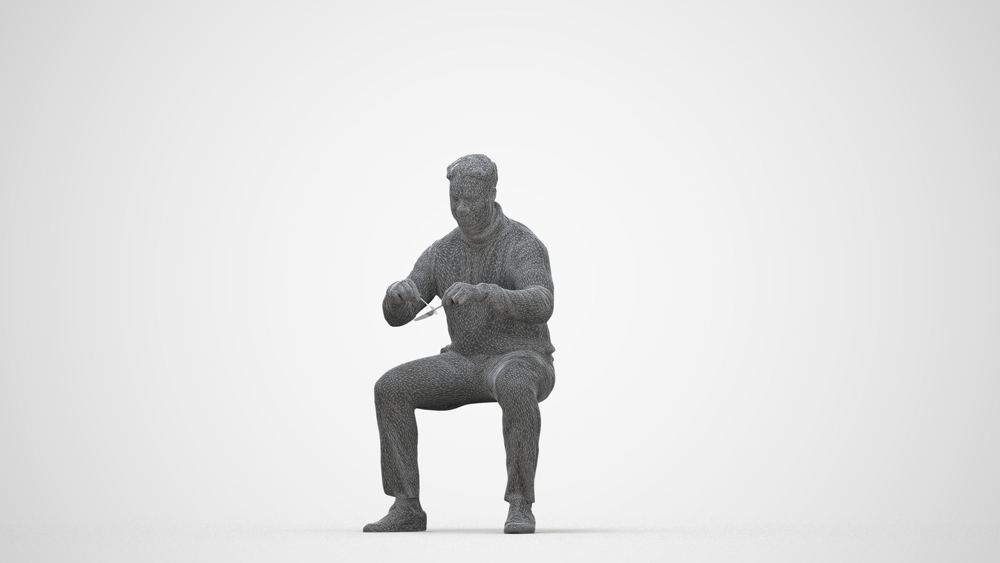 3D people model man casual business, scanned human for 3ds Max rendering, wireframe back view