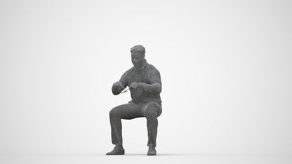 3D people model man casual business, scanned human for 3ds Max rendering, wireframe back view
