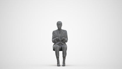 3D human model woman business, photogrammetry scanned person for archviz, three-quarter front view render