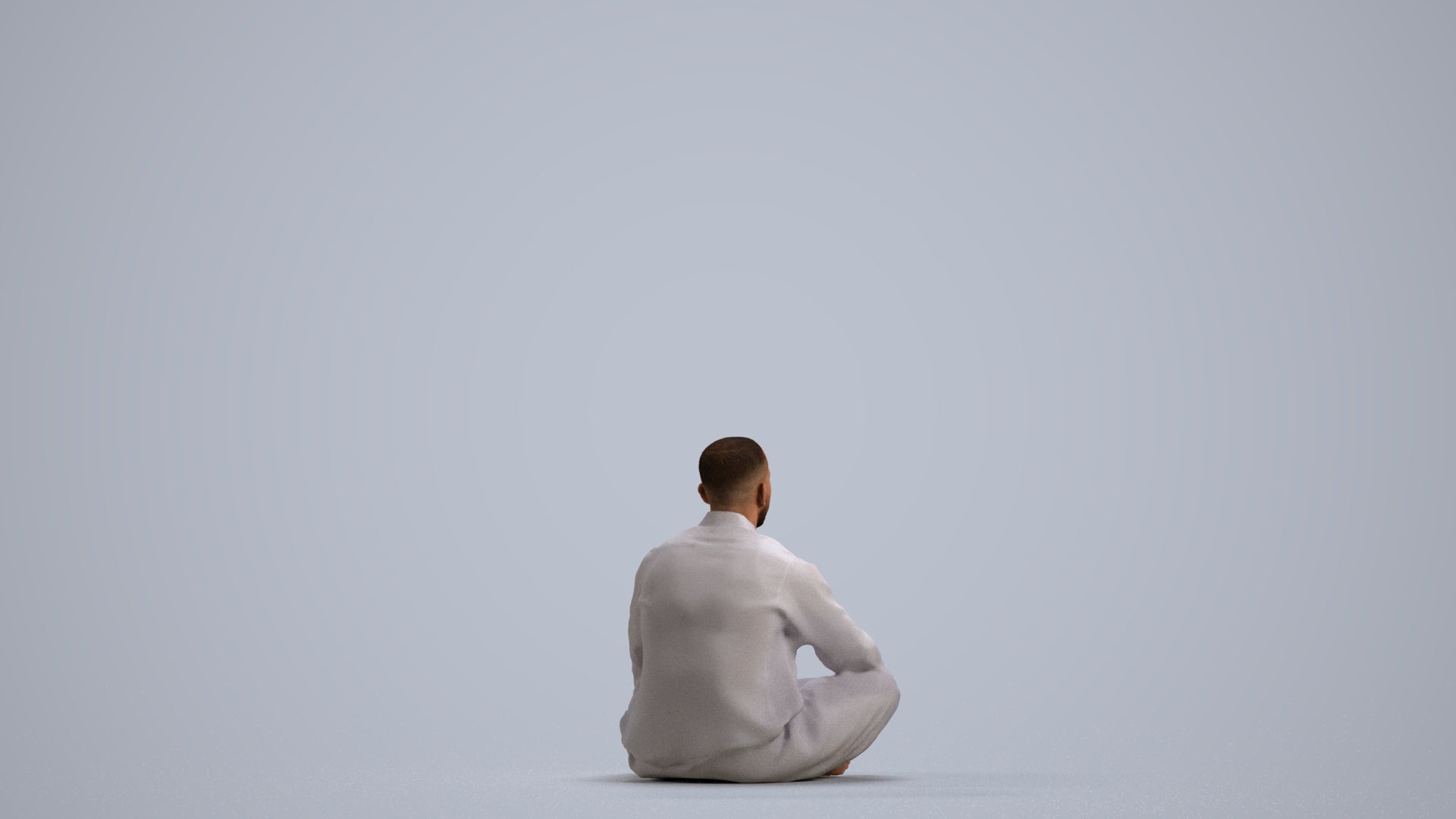 photogrammetry 3D man sitting, realistic human model archviz FBX, front view render