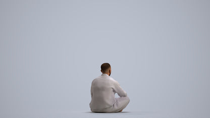 photogrammetry 3D man sitting, realistic human model archviz FBX, front view render