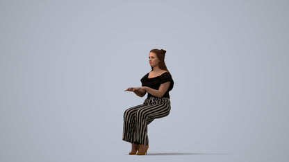 3D human model woman casual business, photogrammetry scanned person for archviz, three-quarter view render