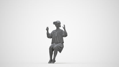 realistic 3D girl casual kids, scanned archviz people for Blender and 3ds Max, wireframe back view