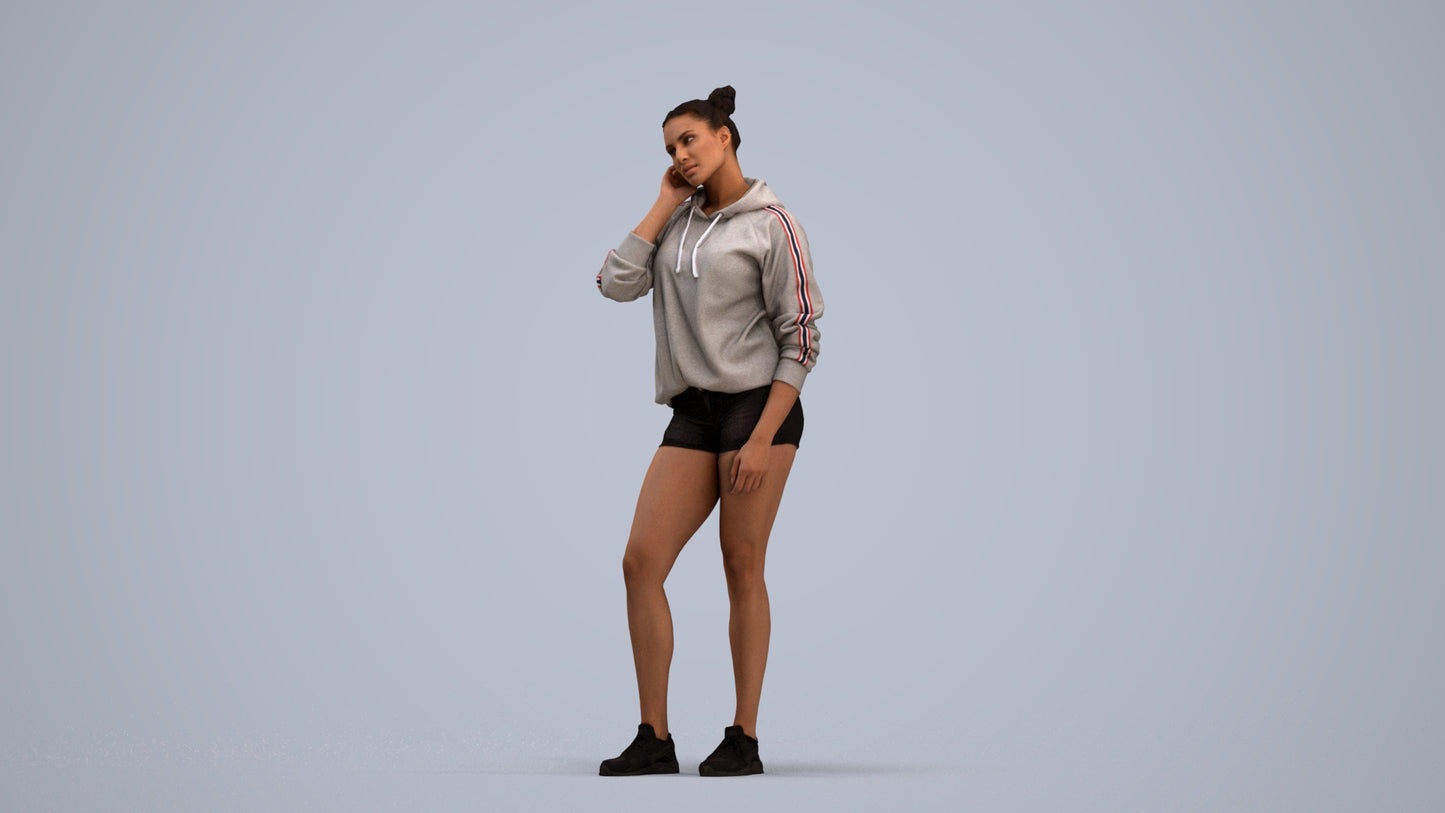 3D people model woman standing, scanned human for 3ds Max rendering, standing pose render