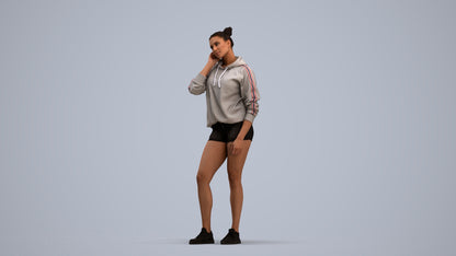 3D people model woman standing, scanned human for 3ds Max rendering, standing pose render