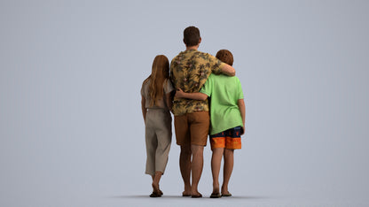 3D scanned girl kids, photorealistic archviz people for Enscape and SketchUp, front view render