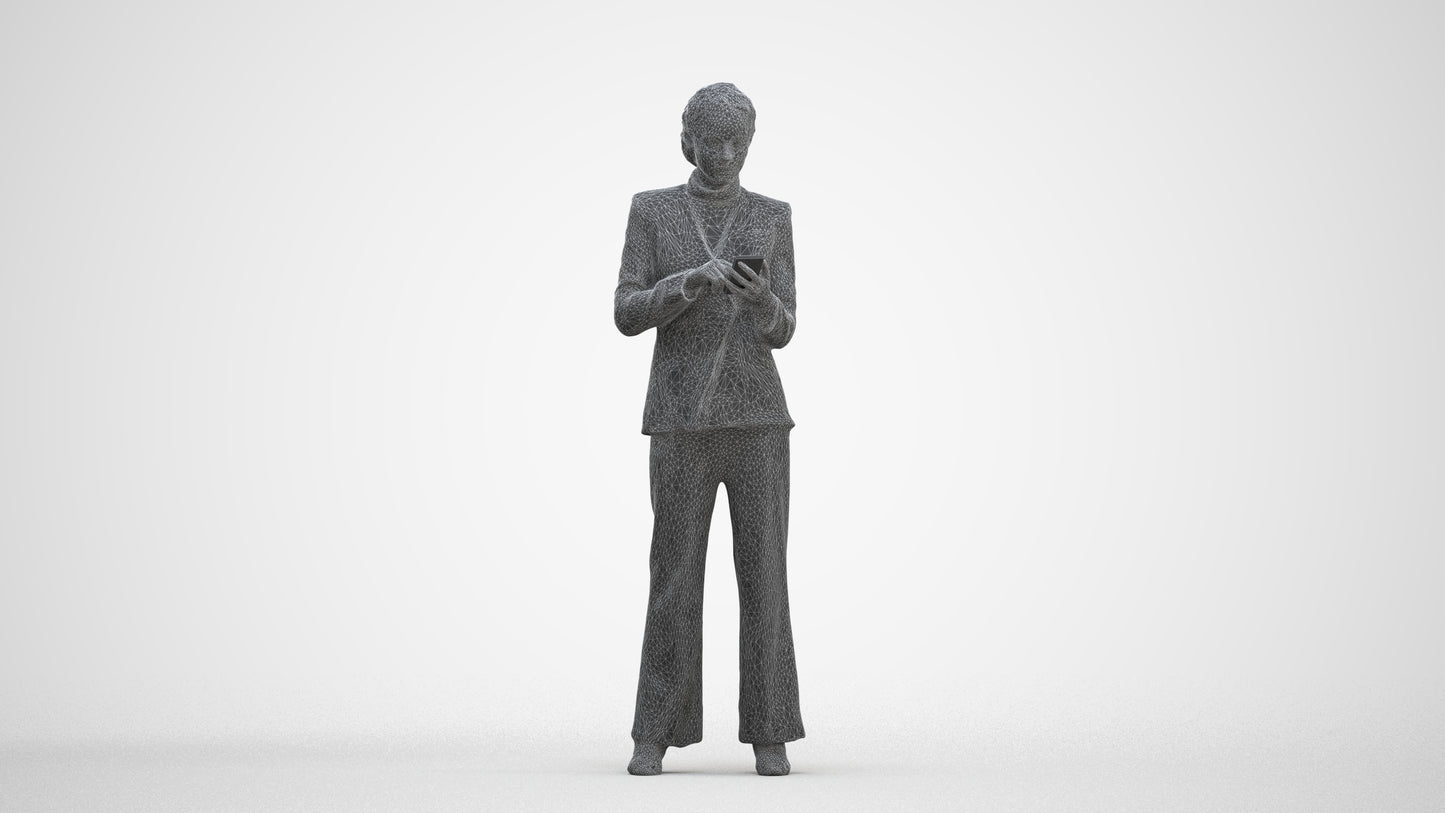 3D people model woman business, scanned human for 3ds Max rendering, three-quarter front view render