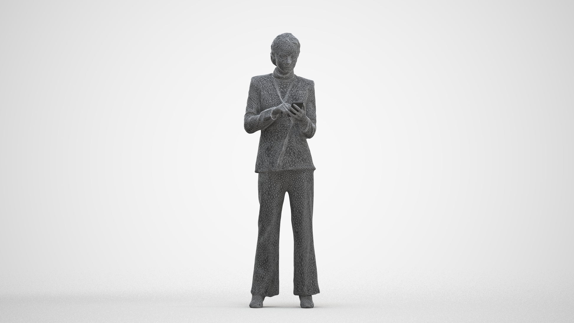 3D people model woman business, scanned human for 3ds Max rendering, three-quarter front view render