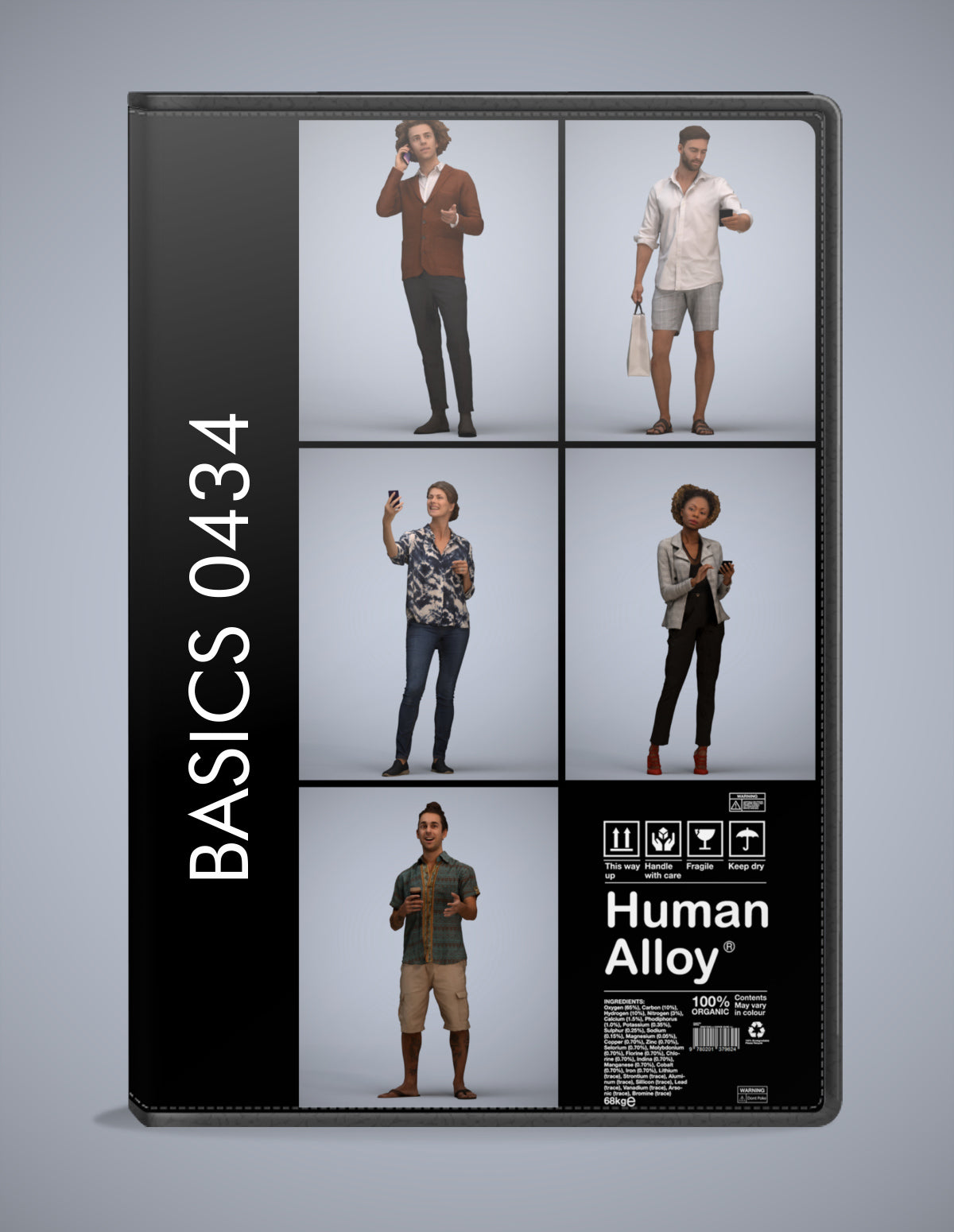 realistic 3D people standing set, 5 render-ready models for V-Ray and Corona