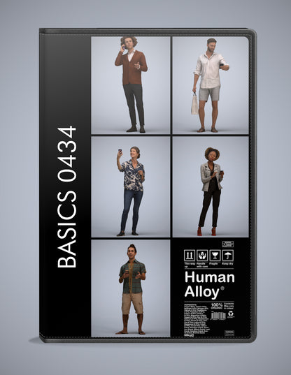 realistic 3D people standing set, 5 render-ready models for V-Ray and Corona