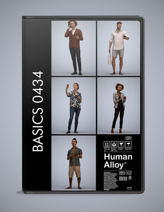 realistic 3D people standing set, 5 render-ready models for V-Ray and Corona