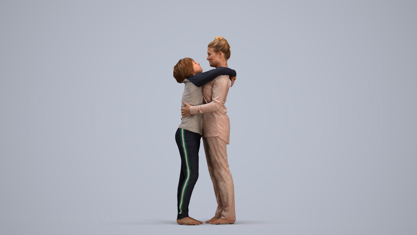 3D human model girl kids, photogrammetry scanned person for archviz, standing pose render
