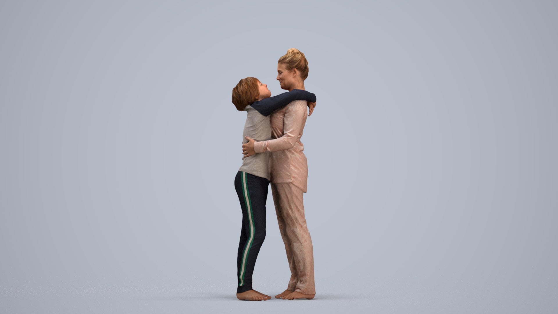 3D human model girl kids, photogrammetry scanned person for archviz, standing pose render