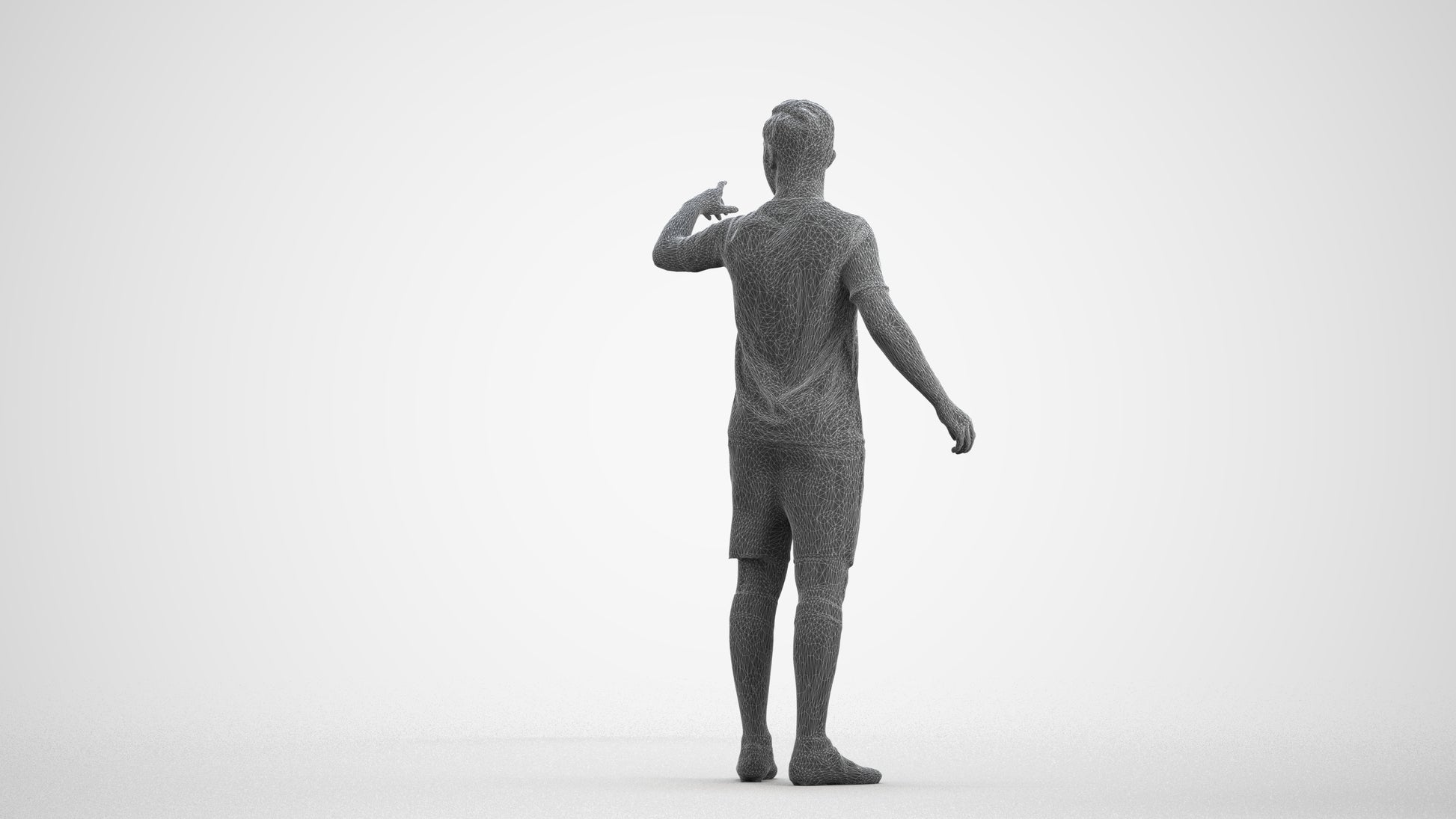 realistic 3D boy sport, scanned archviz people for Blender and 3ds Max, wireframe front view